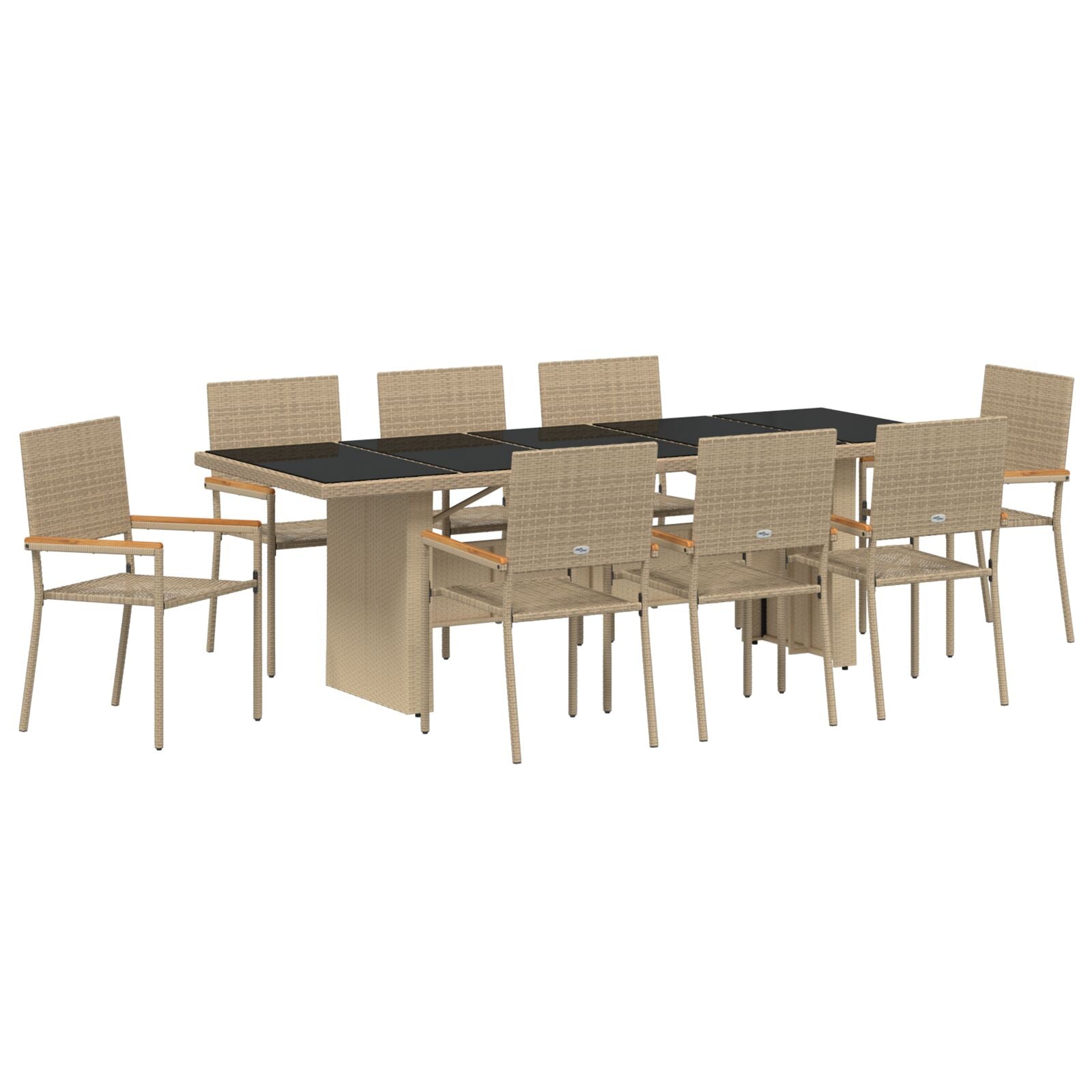 9-Delige Tuin Eetset Beige Poly Rattan Wit