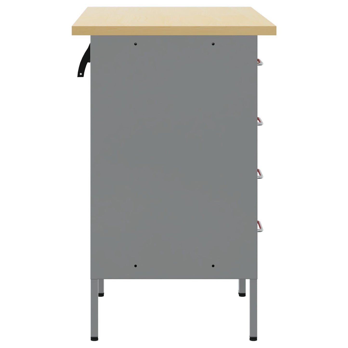 2-Delige Werkcabinet Set En Grijs Van Gelaagd Hout En Staal 2x (84/85 cm) Rood 2x kast