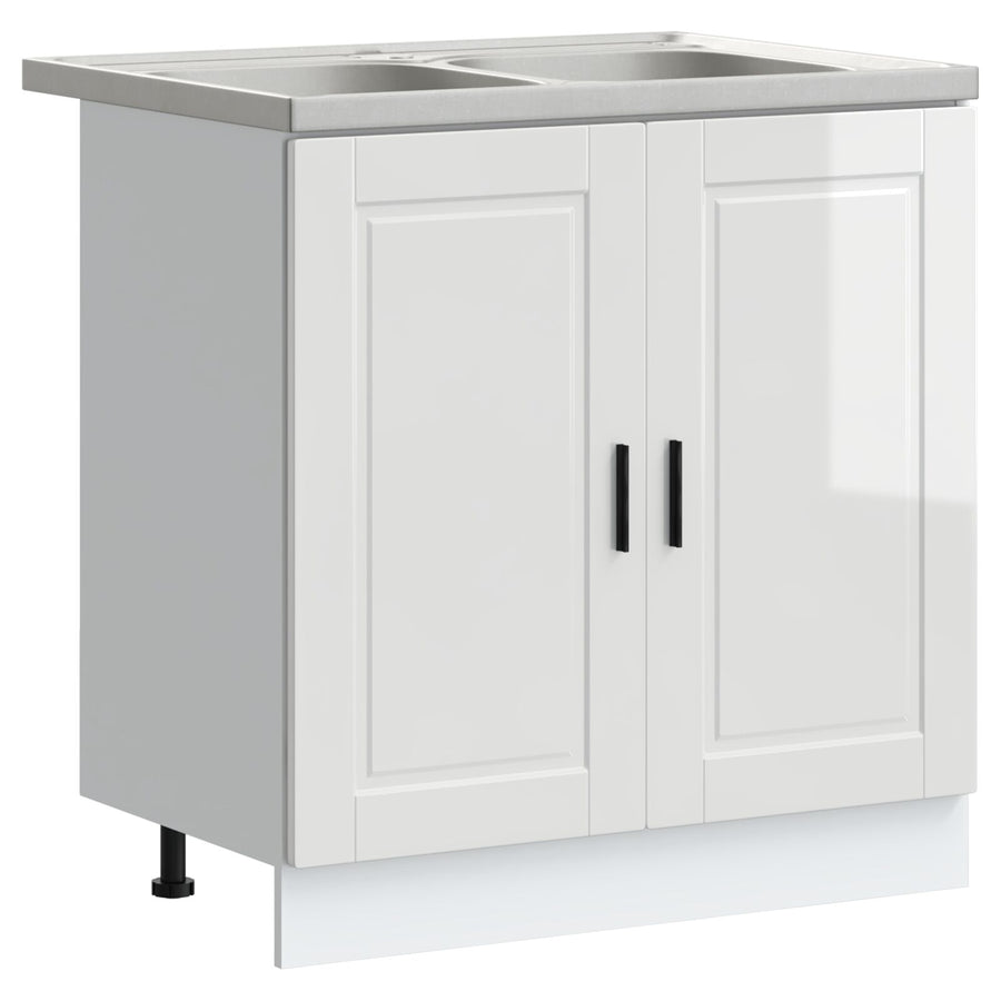 Onderkast Met Wastafel ""Porto"" Hoogglans Wit 80X46X84,5 Cm Gelaagd Hout