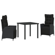 3 Delige Tuin Eetset Zwart Poly Rattan