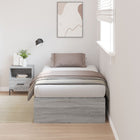 Opbergbedframe 90x200 cm grijs bewerkt hout