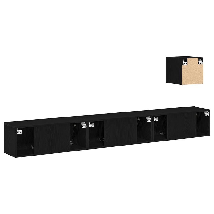 4-Delige Tv-Kastenset Zwart Eiken Engineered Hout