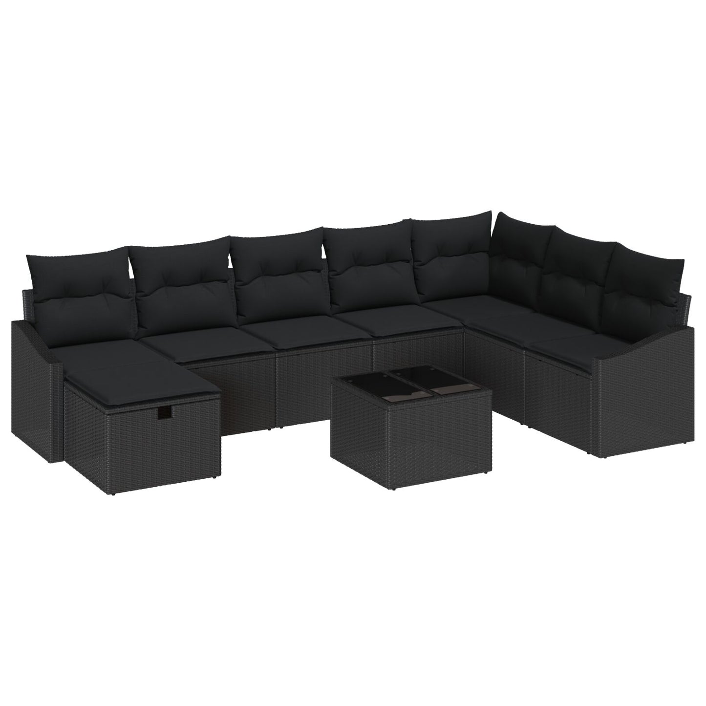 9-Delige Tuinsofa Set Met Kussens Zwart Poly Rattan Wit