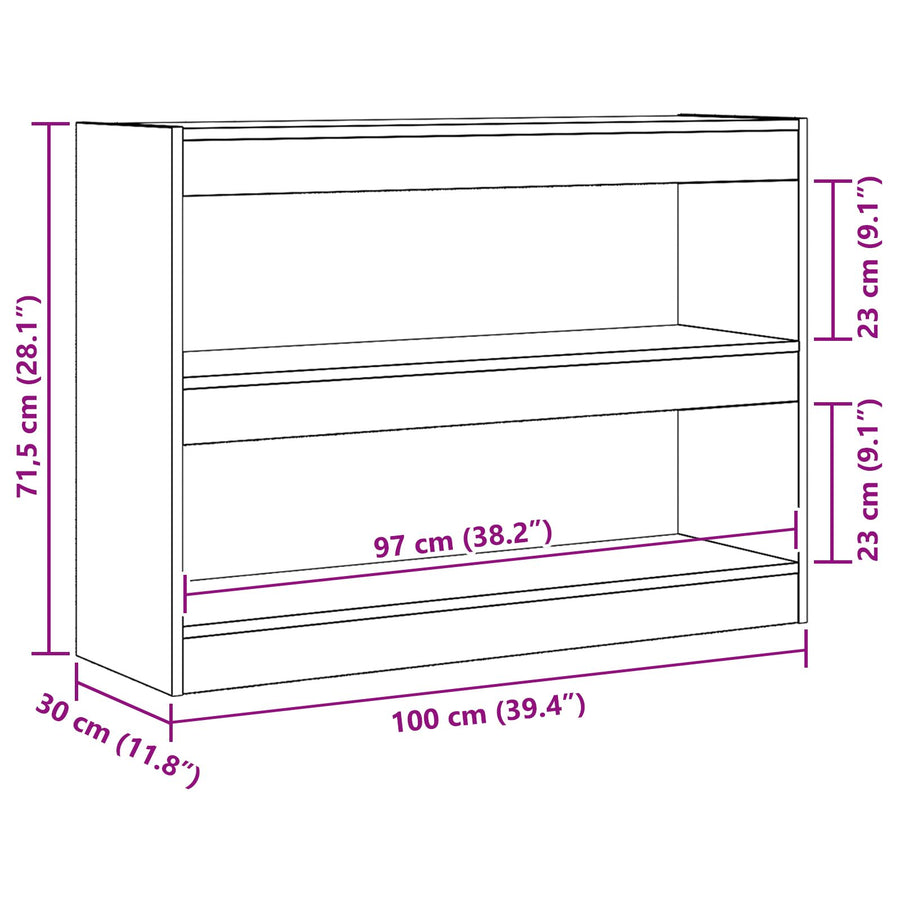 Boekenkast/Roomdivider In Oud Hout, 100X30X72 Cm, Gemaakt Van Engineered Hout