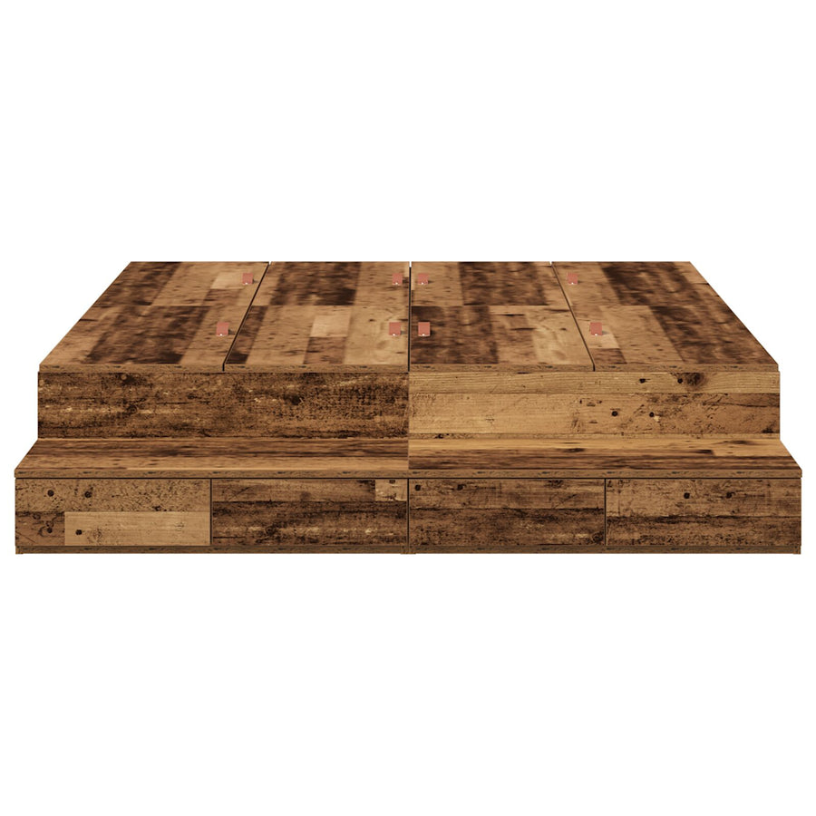 Opslagbedframe Bruin Gestructureerd Hout 135,5 X 190 X 31,5 Cm Artisanaal Eiken