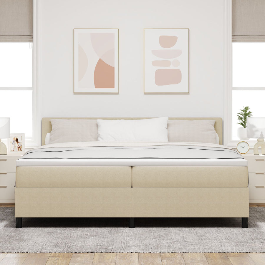 Boxspring Bed Met Matras Lichtgroen Grijs 200X200 Cm Corduroy Stof