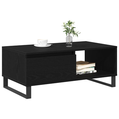 Salontafel 90X50X36,5 Cm Bewerkt Hout Zwart eiken