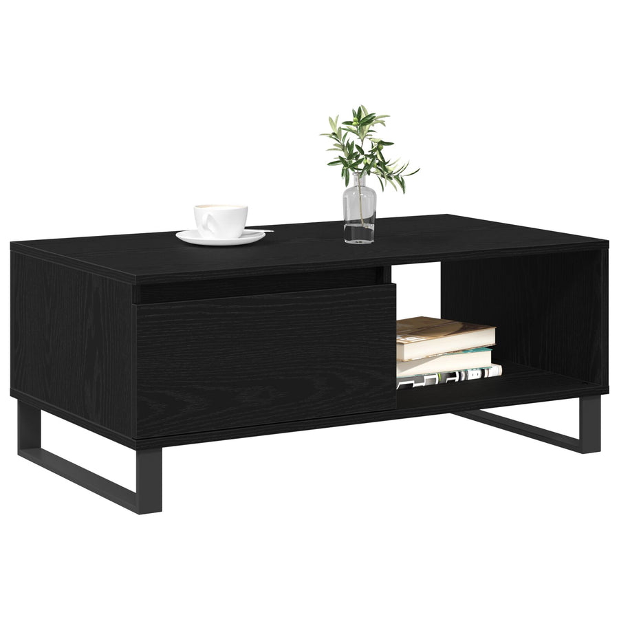 Salontafel 90X50X36,5 Cm Bewerkt Hout Zwart eiken