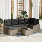 Tuin Eettafel Set 7-delig polyrattan lichtgrijs