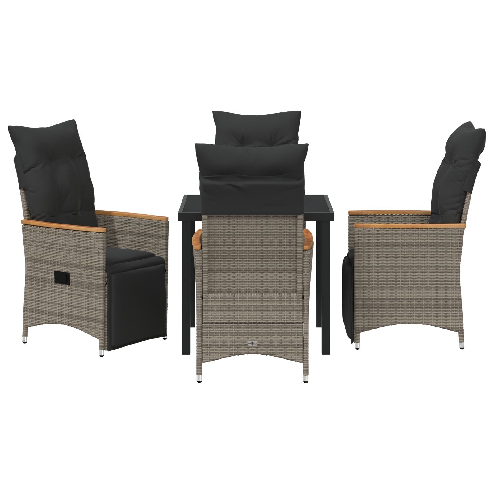 2-Delige Tuinset Met Kussens Grijs Poly Rattan