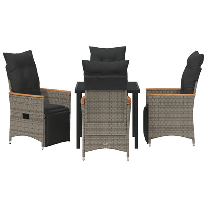 2-Delige Tuinset Met Kussens Grijs Poly Rattan