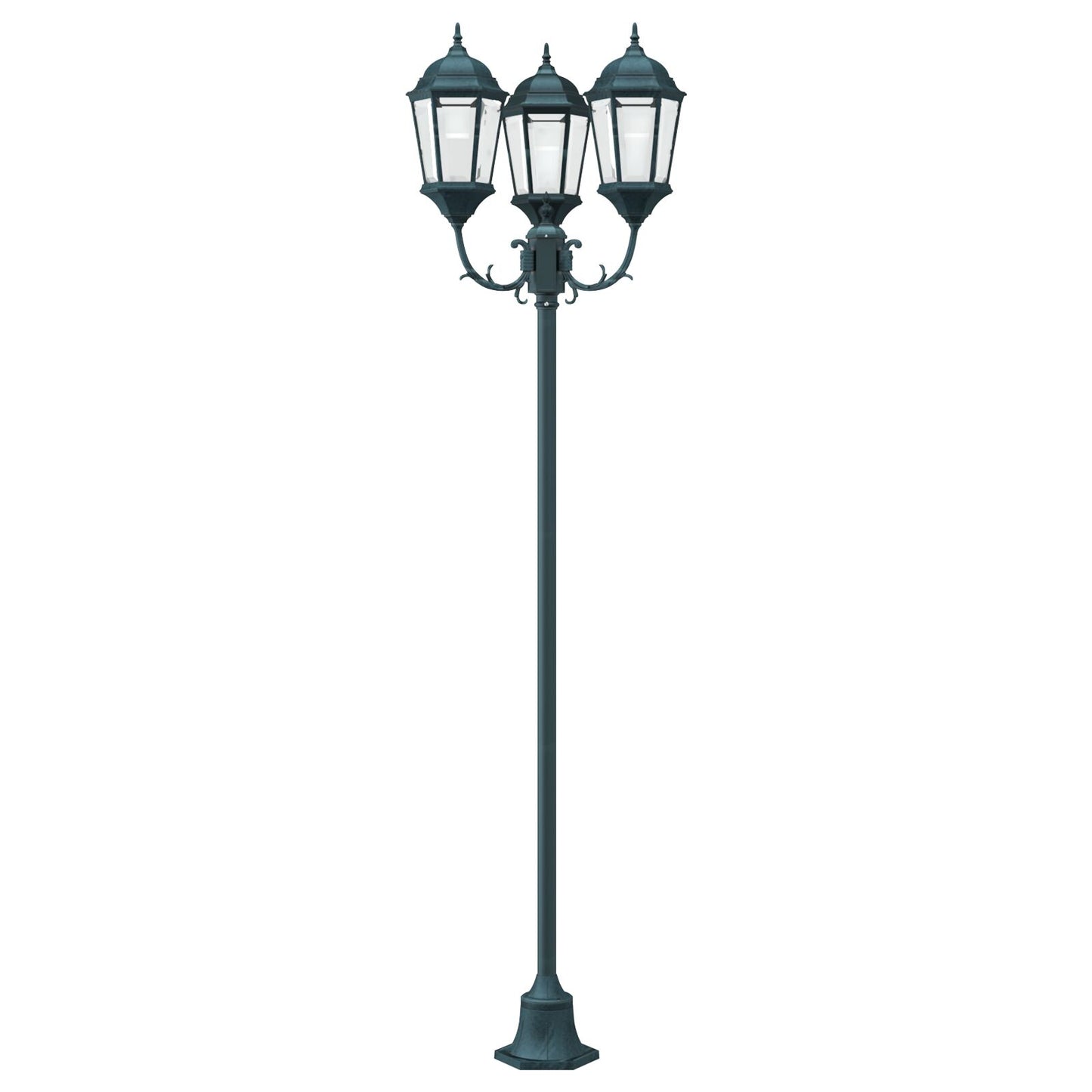 Tuinlampenpaal 3-Lamp E27 Groen 220 Cm Aluminium Donkergroen