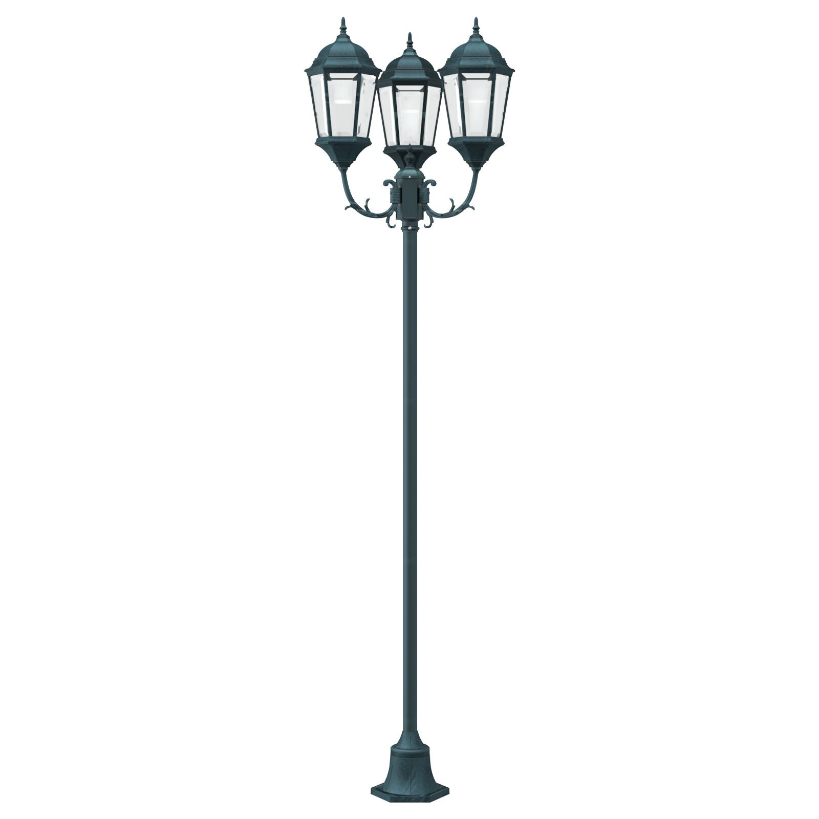Tuinlampenpaal 3-Lamp E27 Groen 220 Cm Aluminium Donkergroen