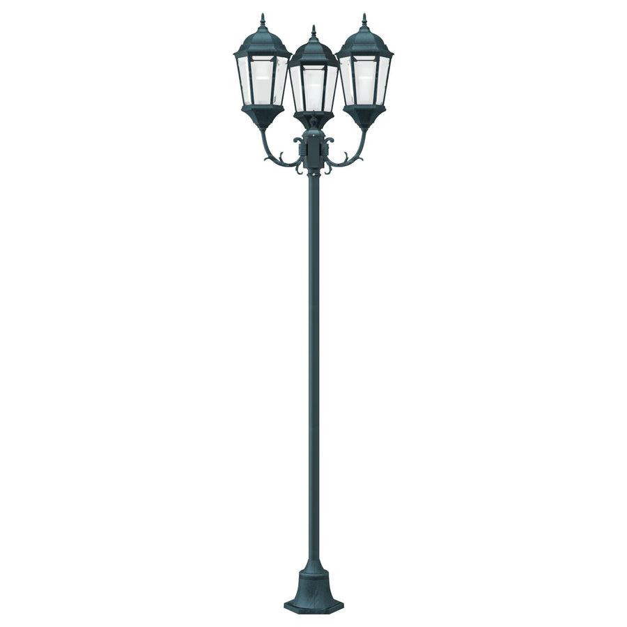 Tuinlampenpaal 3-Lamp E27 Groen 220 Cm Aluminium Donkergroen