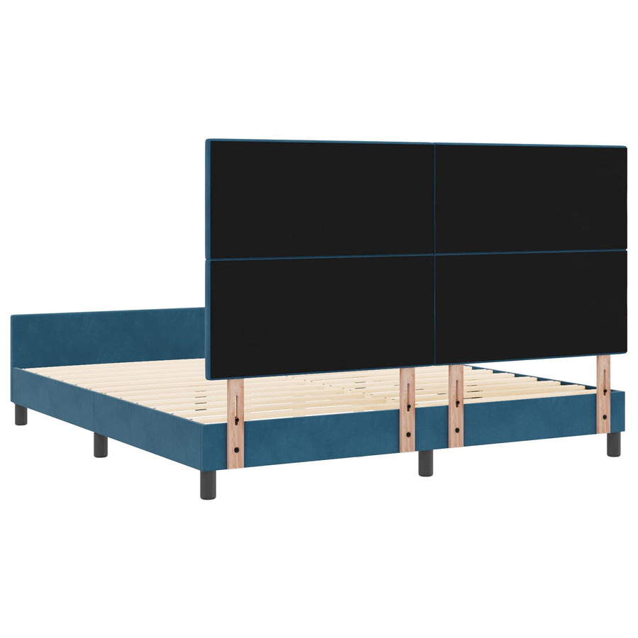 Bedframe Donkerblauw 180X200 Cm Fluweel Crème
