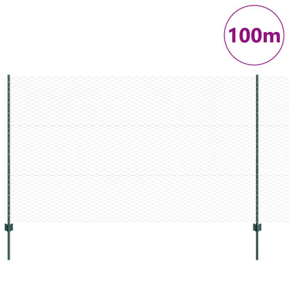 Hekpalen 11 Stuks U-Kanaal Groen 140 Cm Staal,  Hexagonaal Hek Groen 1,4X100 M Staal
