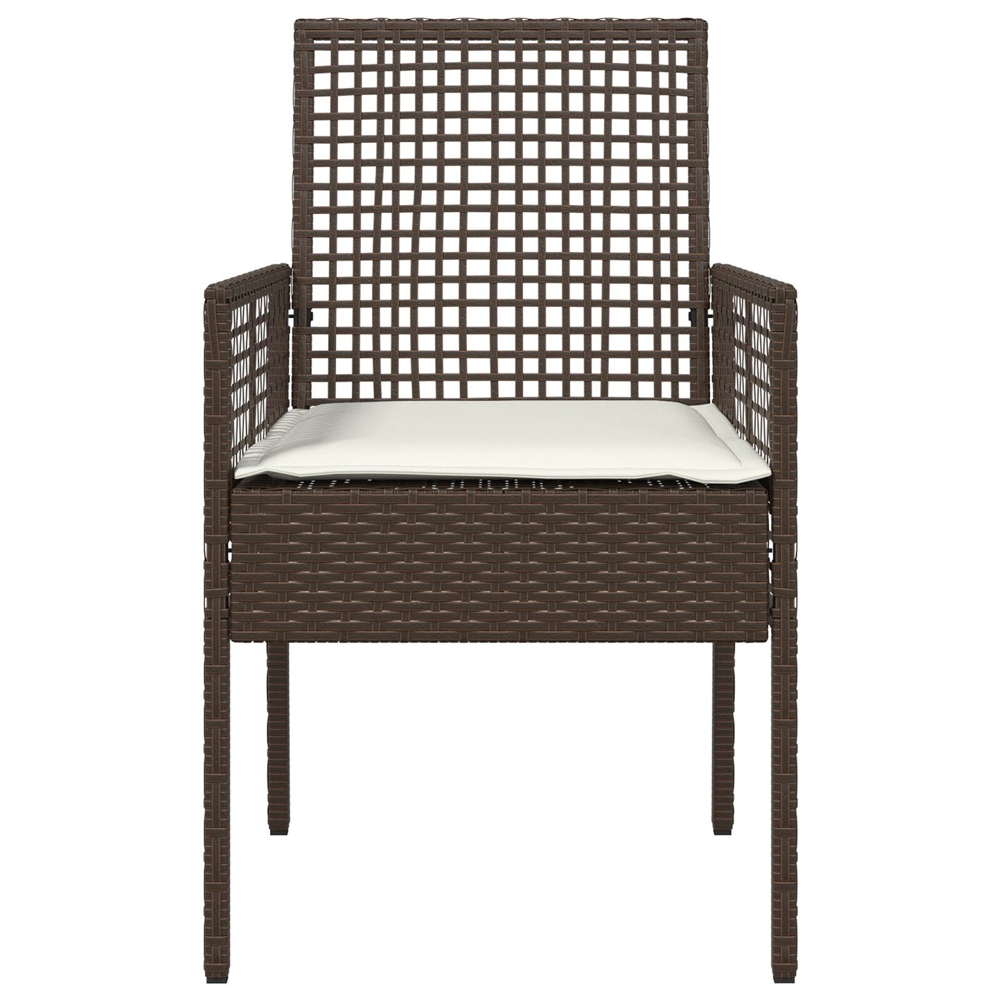 Tuinstoelen 2 Stuks Met Kussens Poly Rattan Bruin en crème