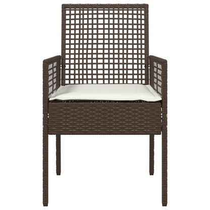 Tuinstoelen 2 Stuks Met Kussens Poly Rattan Bruin en crème
