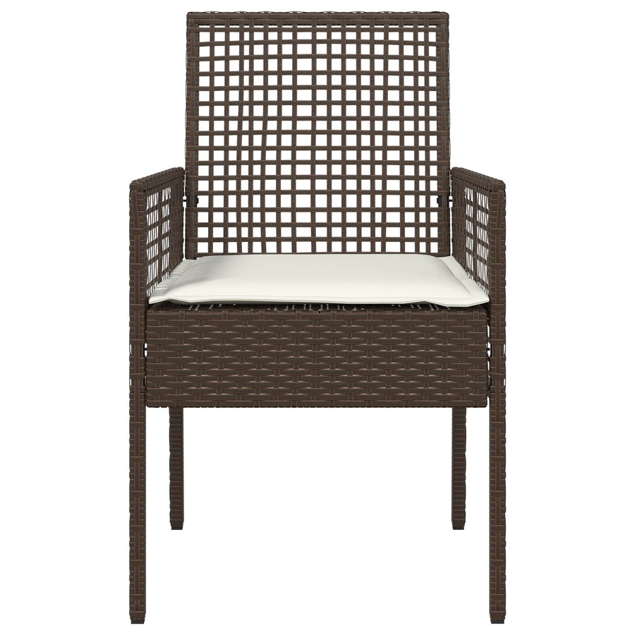 Tuinstoelen 2 Stuks Met Kussens Poly Rattan Bruin en crème