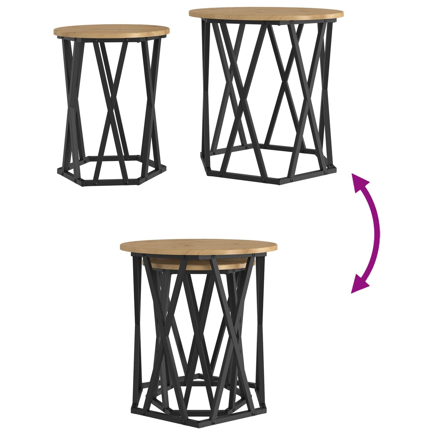 Bijzettafels 2 Stuks Hout Artisan eiken