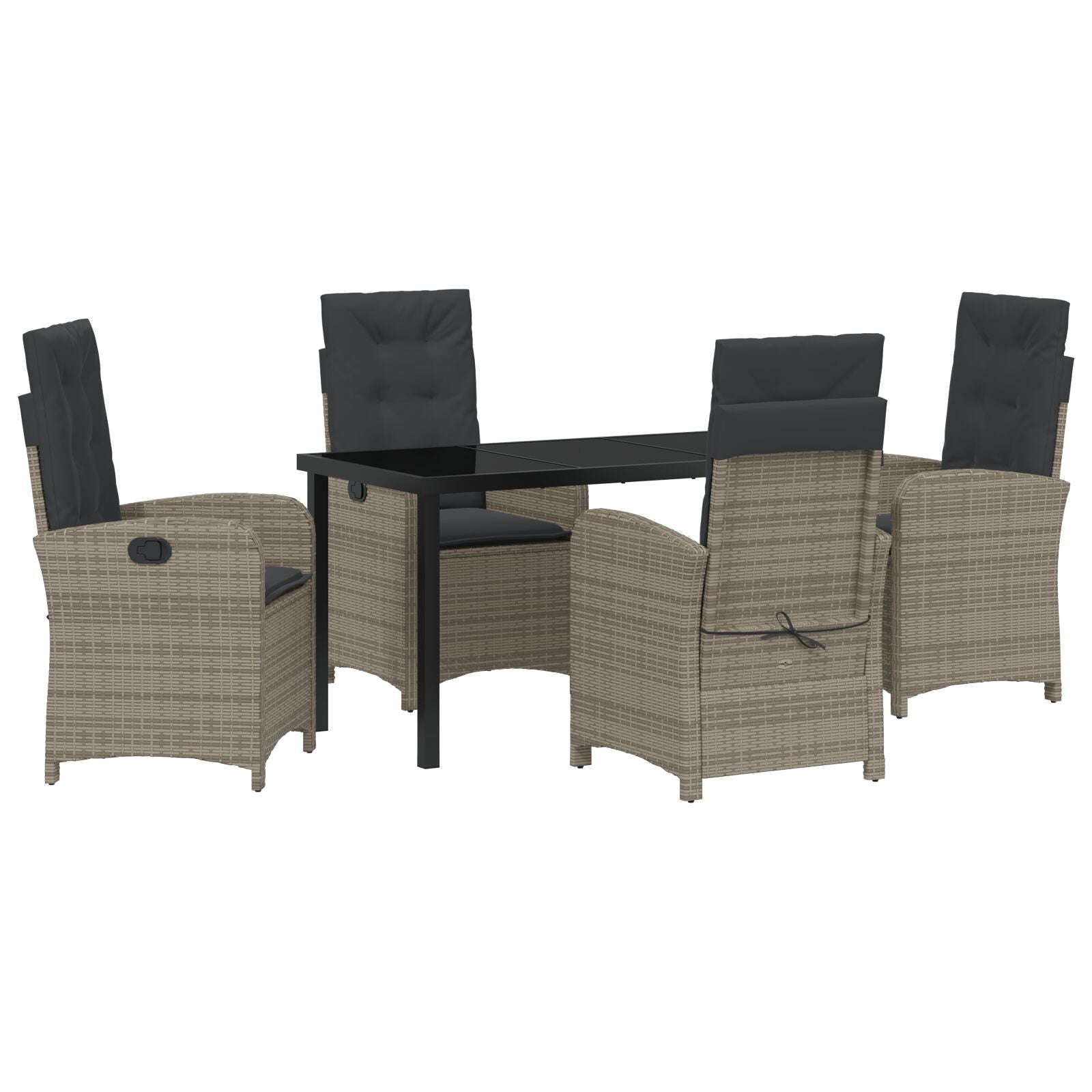 5 Delige Tuin Eetset Met Kussens Grijs Poly Rattan