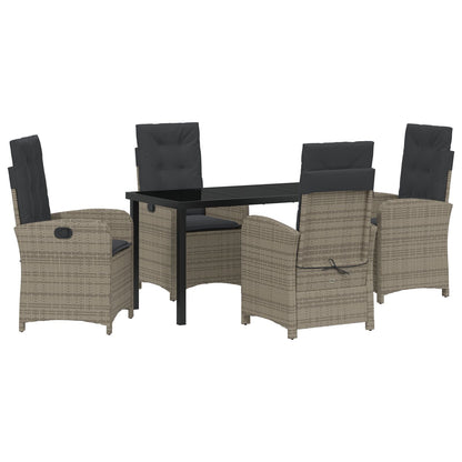 5 Delige Tuin Eetset Met Kussens Grijs Poly Rattan