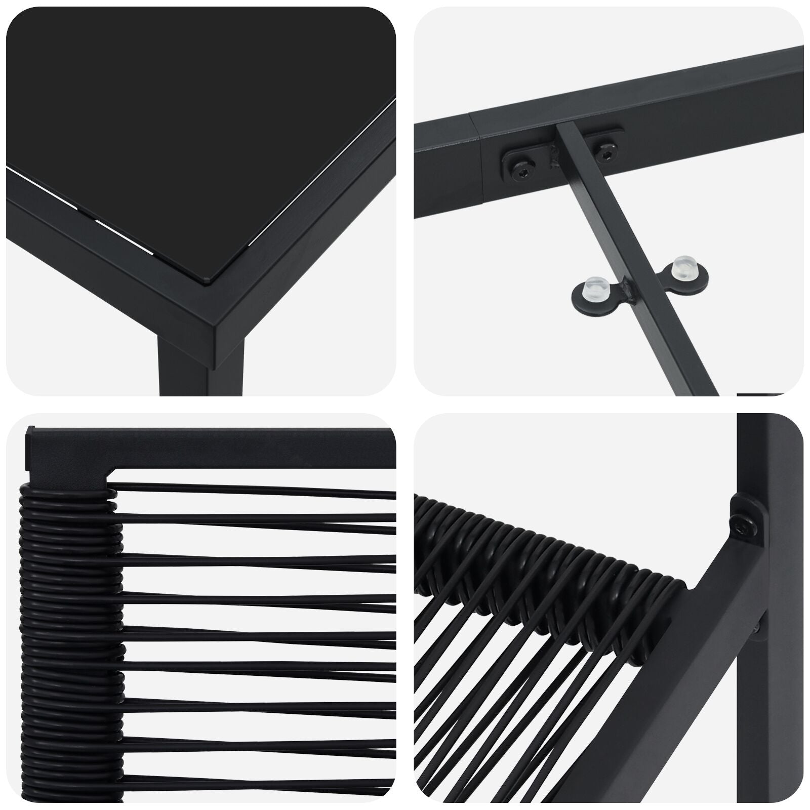 3-Delige Tuin Eetset Zwart Pvc Riet