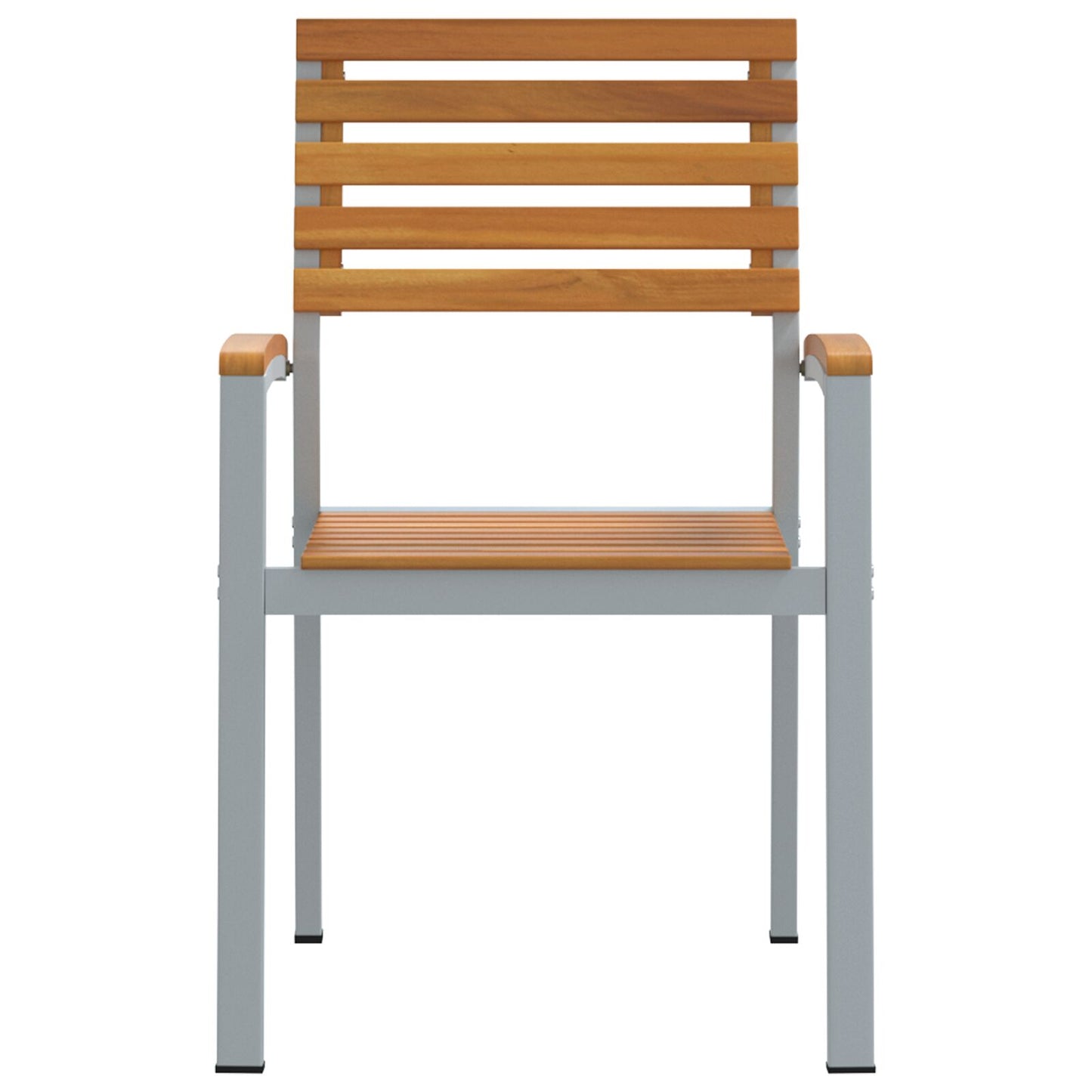 Tuinstoelen 4 Stuks Grijs Massief Acacia Hout En Staal