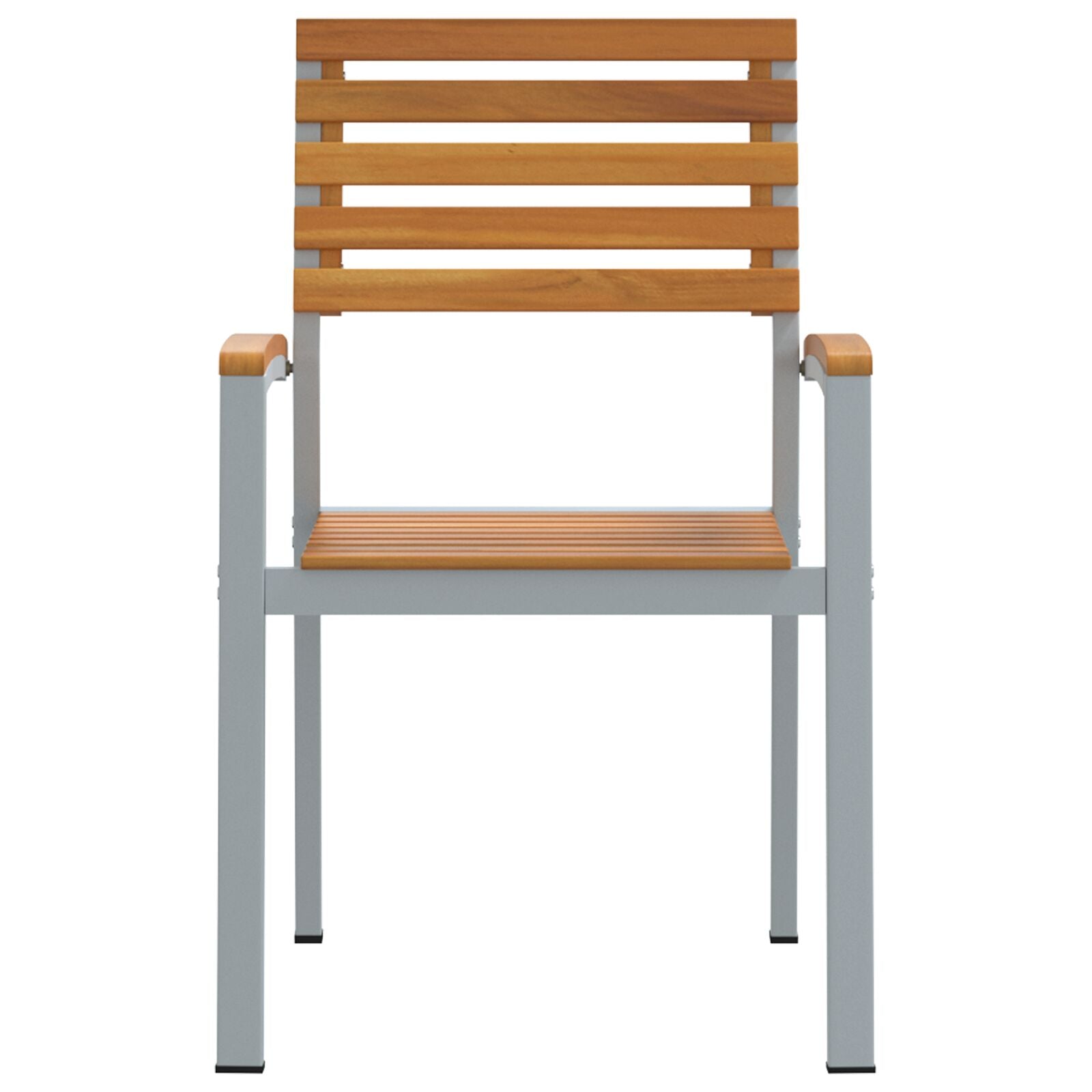 Tuinstoelen 4 Stuks Grijs Massief Acacia Hout En Staal