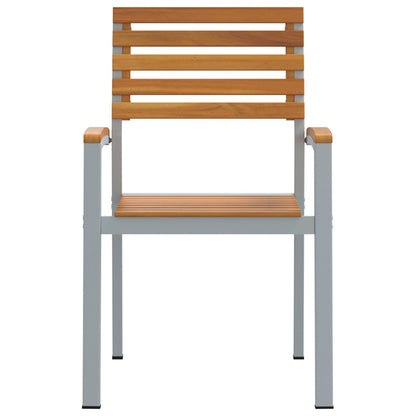 Tuinstoelen 4 Stuks Grijs Massief Acacia Hout En Staal