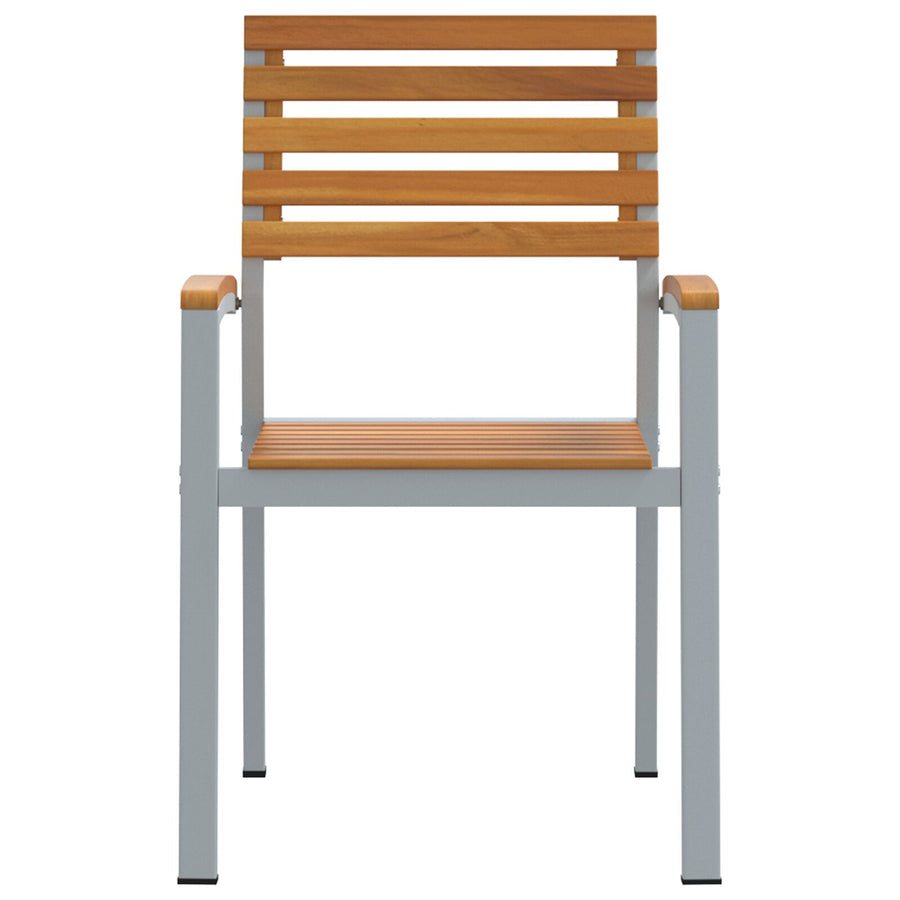 Tuinstoelen 4 Stuks Grijs Massief Acacia Hout En Staal