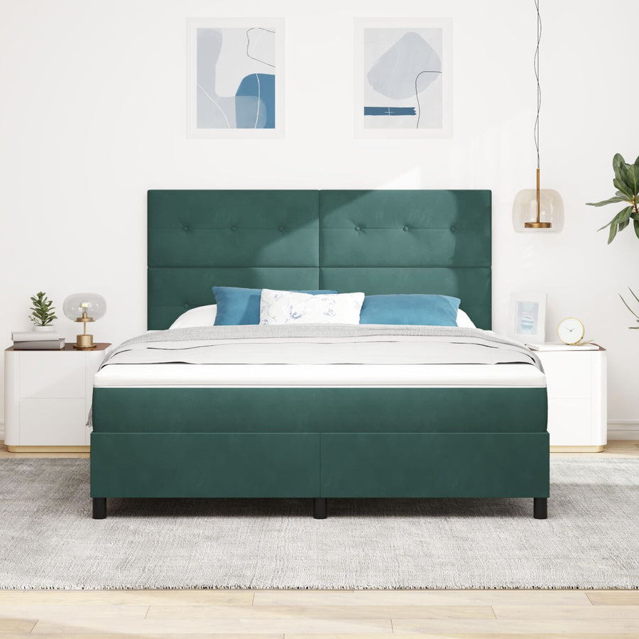 Boxspringbed Met Matras Donkergroen Super King Fluweel Blauw