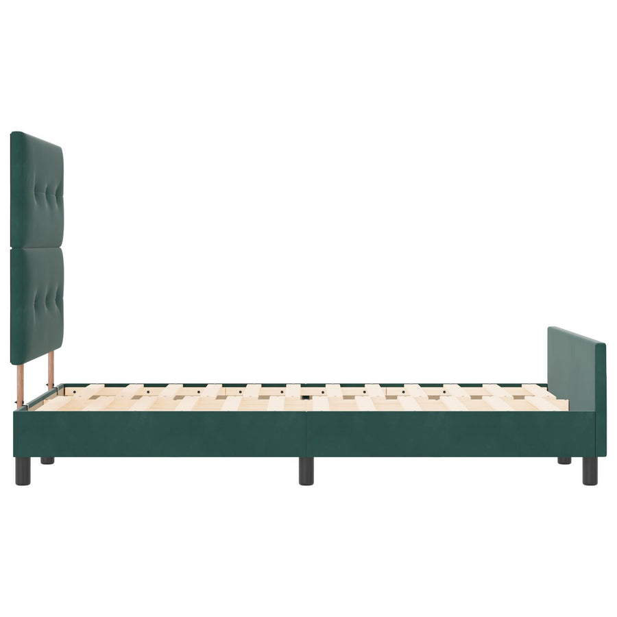 Bed Frame Donkergroen 120X200 Cm Velours Crème