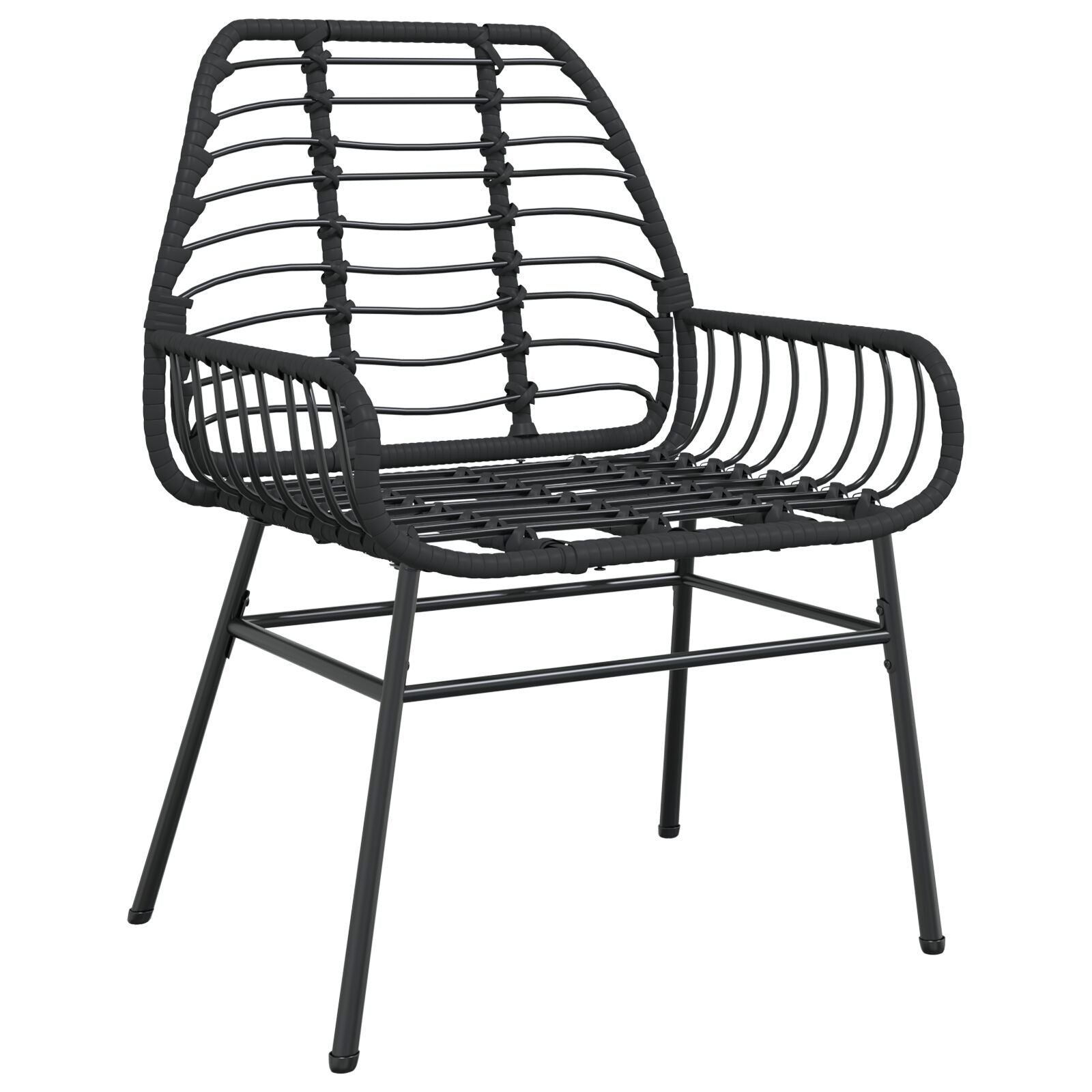 5-Delige Tuin Eetset Zwart Poly Rattan