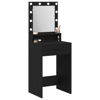 Kaptafel Met Led-Lampen In - 50 x 41 x 135 cm Zwart eiken