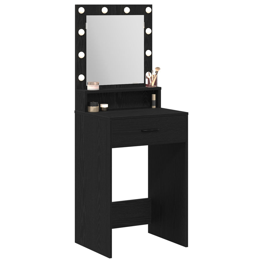 Kaptafel Met Led-Lampen In - 50 x 41 x 135 cm Zwart eiken