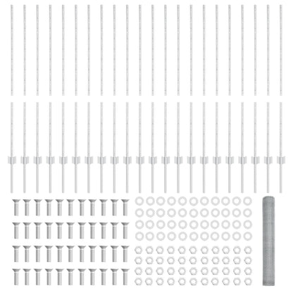 Hekpalen 22 Stuks U-Kanaal 120 Cm Gegalvaniseerd Staal,  Zeskant Hek 1,2X50 M Gegalvaniseerd Staal