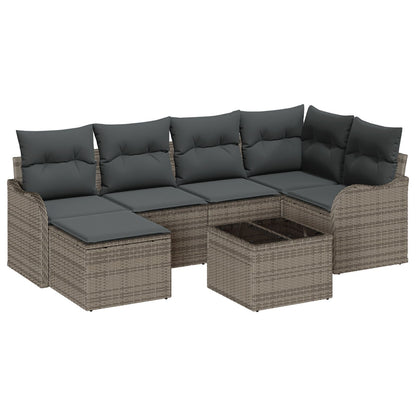 6 Deel Tuin Sofa Set met Kussens Zwarte Poly Rattan, vidaXL 2-Zits Tuin Sofa met Kussens Grijze Poly Rattan