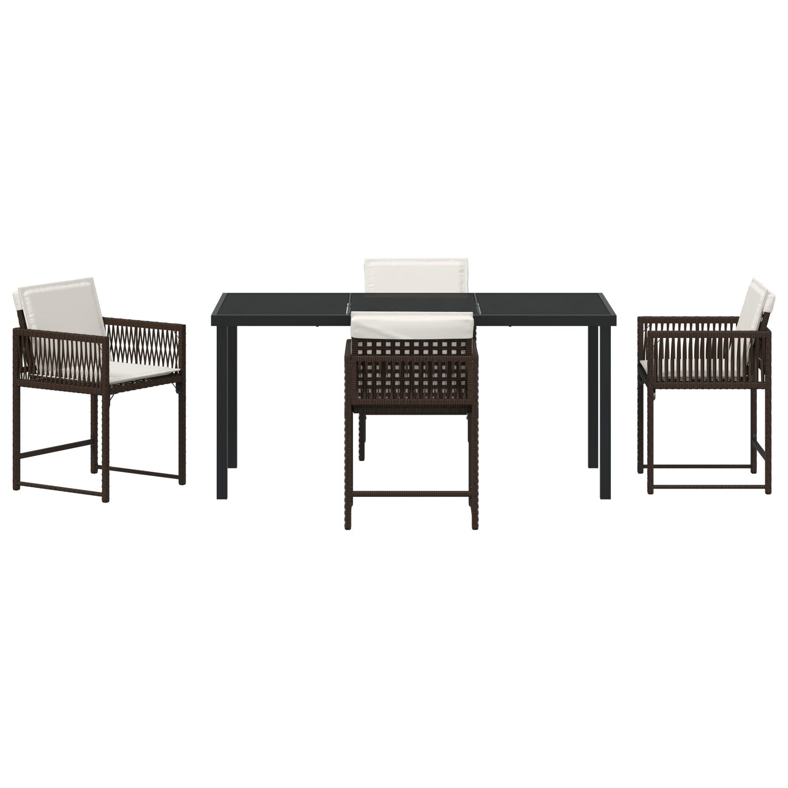 5-Delige Tuinset Met Kussens Bruin Poly Rattan
