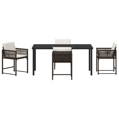 5-Delige Tuinset Met Kussens Bruin Poly Rattan