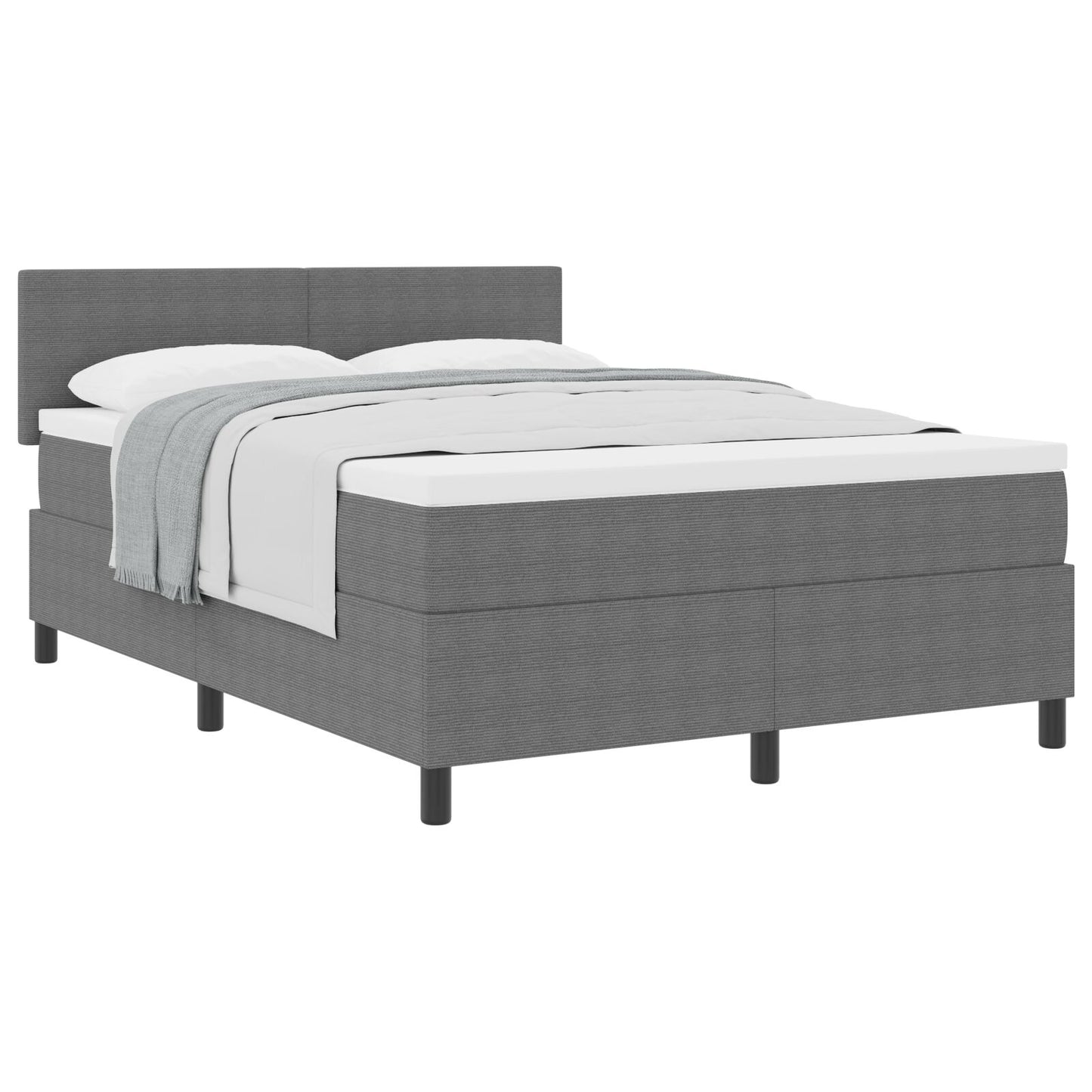 Boxspring Bed Met Matras Licht Grijs 160X200 Cm Corduroy Stof