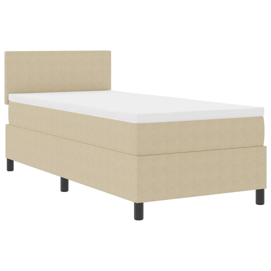 Box Spring Bed Met Matras Lichtgroen Grijs 80X200 Cm Corduroy Stof