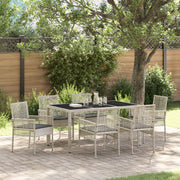 Tuinset poly rattan lichtgrijs 7-delig