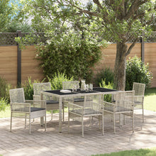 7-Delige Tuin Eetset Met Kussens Lichtgrijs Poly Rattan