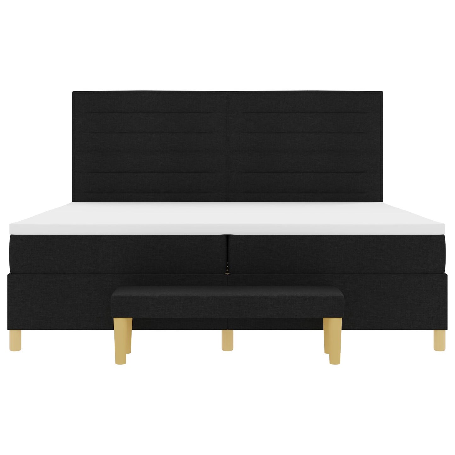 Boxspring Bed Met Matras & Bank Stof Zwart 200 x 200 cm Lijnen ontwerp