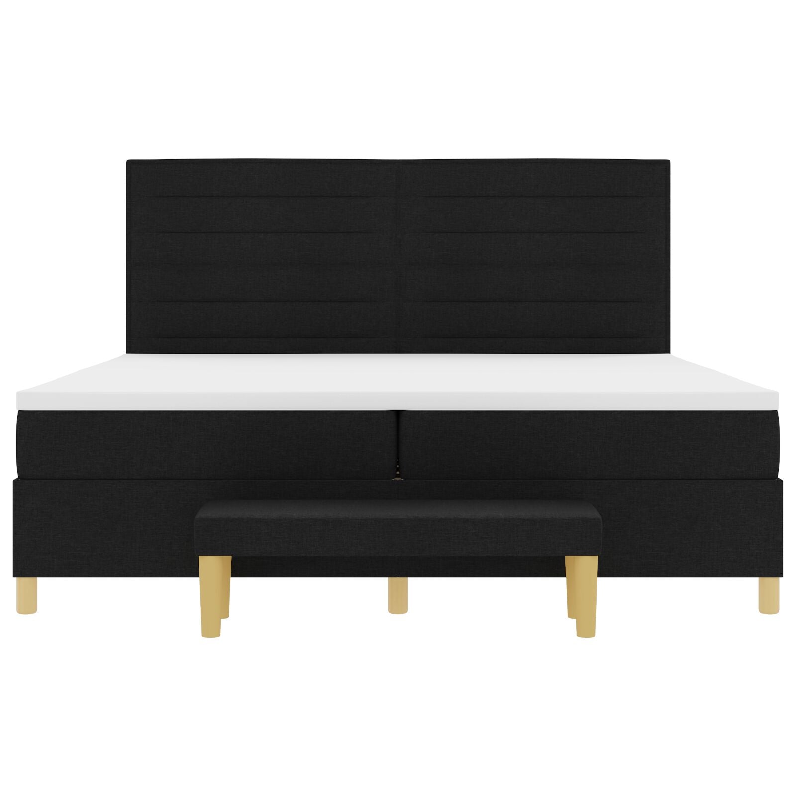 Boxspring Bed Met Matras & Bank Stof Zwart 200 x 200 cm Lijnen ontwerp