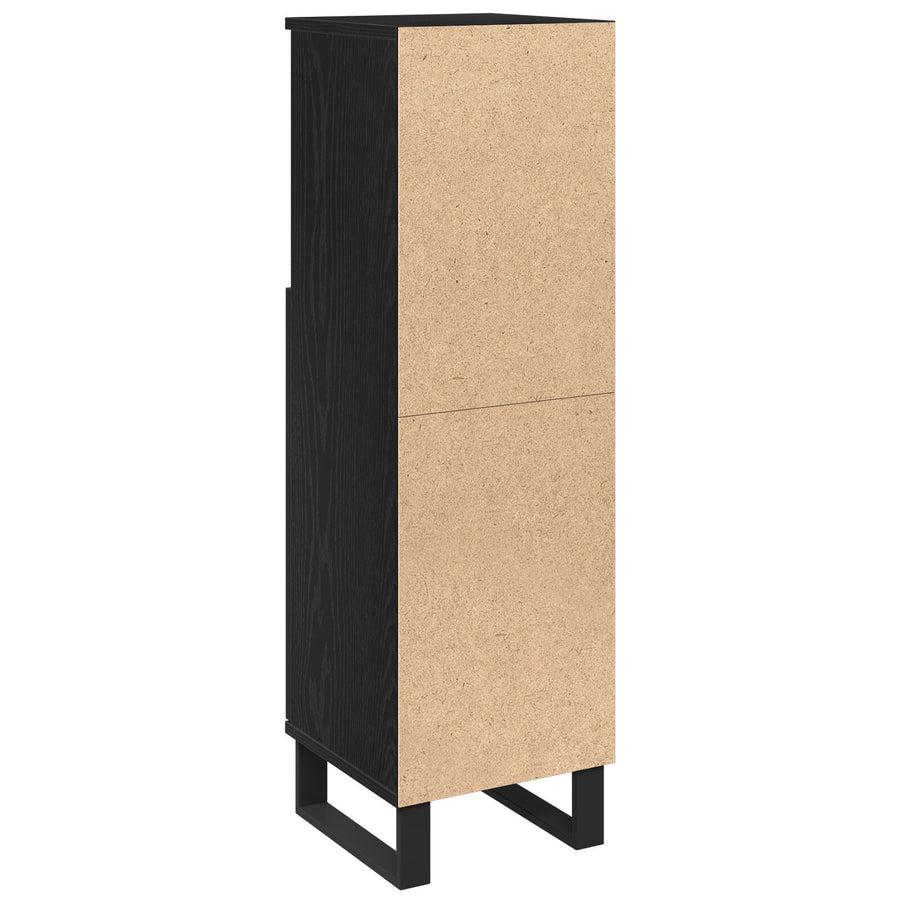 Badkamerkast 30X30X100 Cm Gelaagd Hout Zwart eiken
