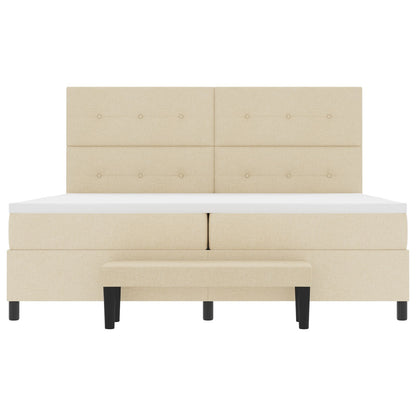 Boxspringbed Met Matras & Bank Stof Crème 200 x 200 cm Met knopen