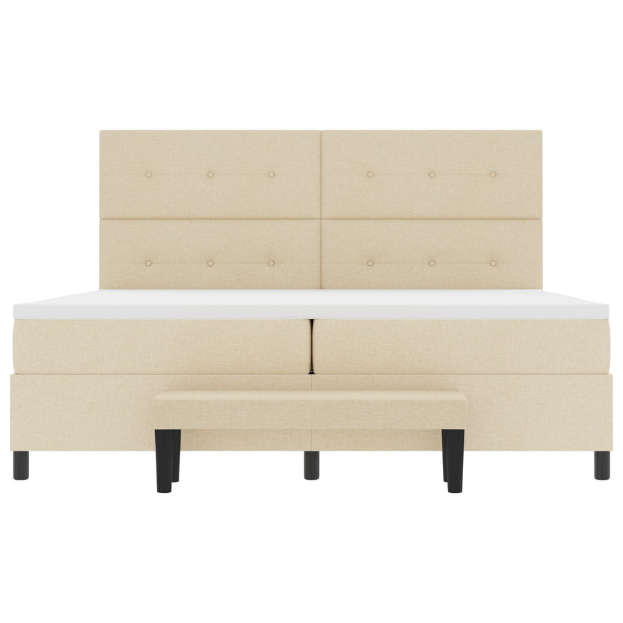 Boxspringbed Met Matras & Bank Stof Crème 200 x 200 cm Met knopen