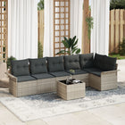 Loungeset poly rattan 7-delig lichtgrijs